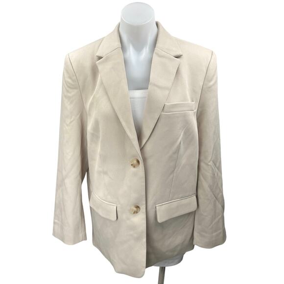 NEW NA-KD Women's Cream White Twill Oversized Button Blazer Coat Jacket Size 6 - Picture 1 of 5